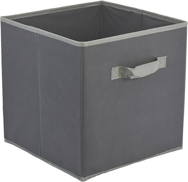 Foldable Square Canvas Storage Bins Collapsible Folding Box Fabric Cubes Organisers for Toys, Magazines, Nursery Items, Clothes, Art & Craft Supplies (Large 30 x 30 x 30 cm) (Grey, 1)