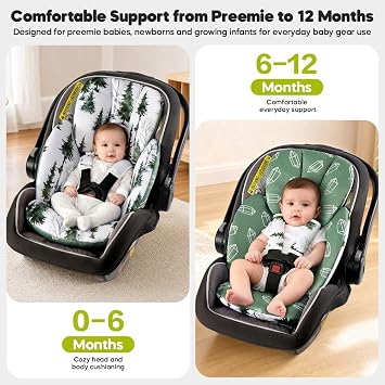 Infant Car Seat Insert - Babybody Support for Newborn Infant Toddler, Soft Breathable Fabric, Compatible with 3 to 5 Point Harness Systems, Perfect for Carseats, Strollers, Swing
