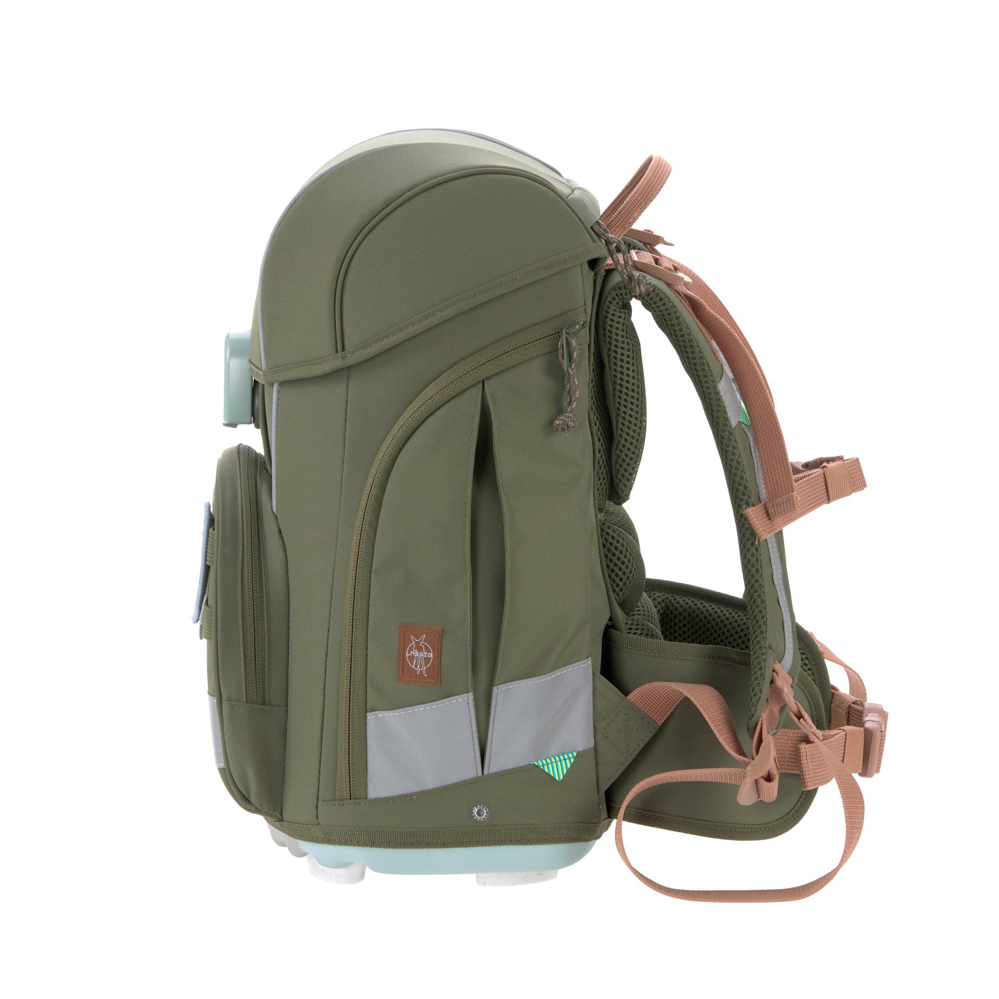LÄSSIG 7-teiliges Schulranzen Set Kinder/School Set Boxy Unique olive