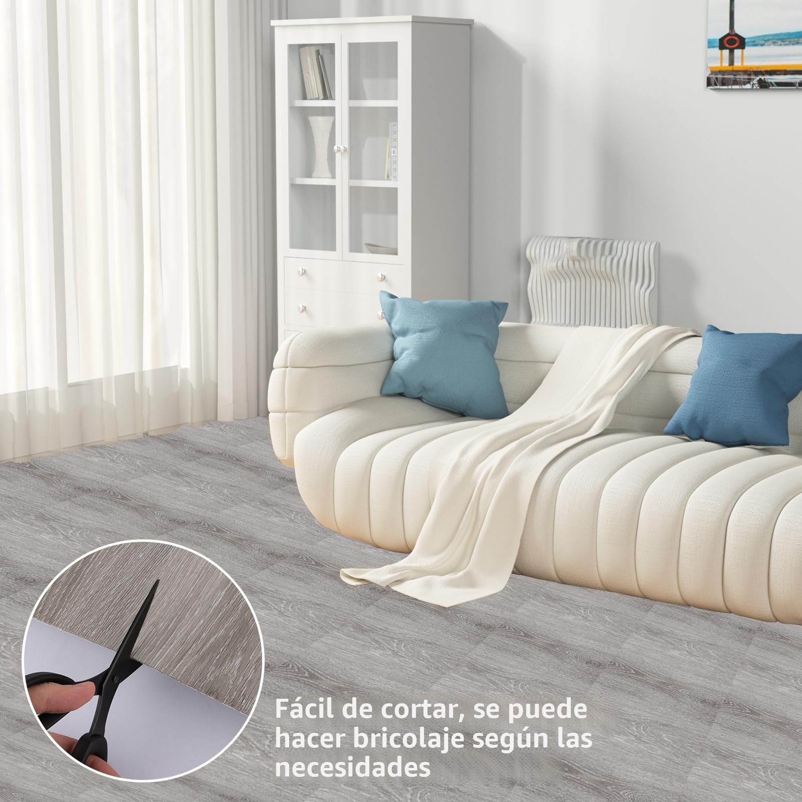 CYEER 40 unidades de suelo de PVC autoadhesivo, suelo de vinilo autoadhesivo, gris, 30 x 30 cm, vinilo con aspecto de madera, pegatinas para el suelo de cocina, salón, baño (grano de madera gris)