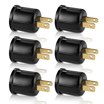 Outlet to Socket Adapter,Plug-in Light Socket,Convert Outlet to Light Bulb Socket,Polarized 2-Prong Outlet to E26 E27 Screw Base Bulb Socket, 660 Watt, 125 Volt, UL Listed 6, Black Color