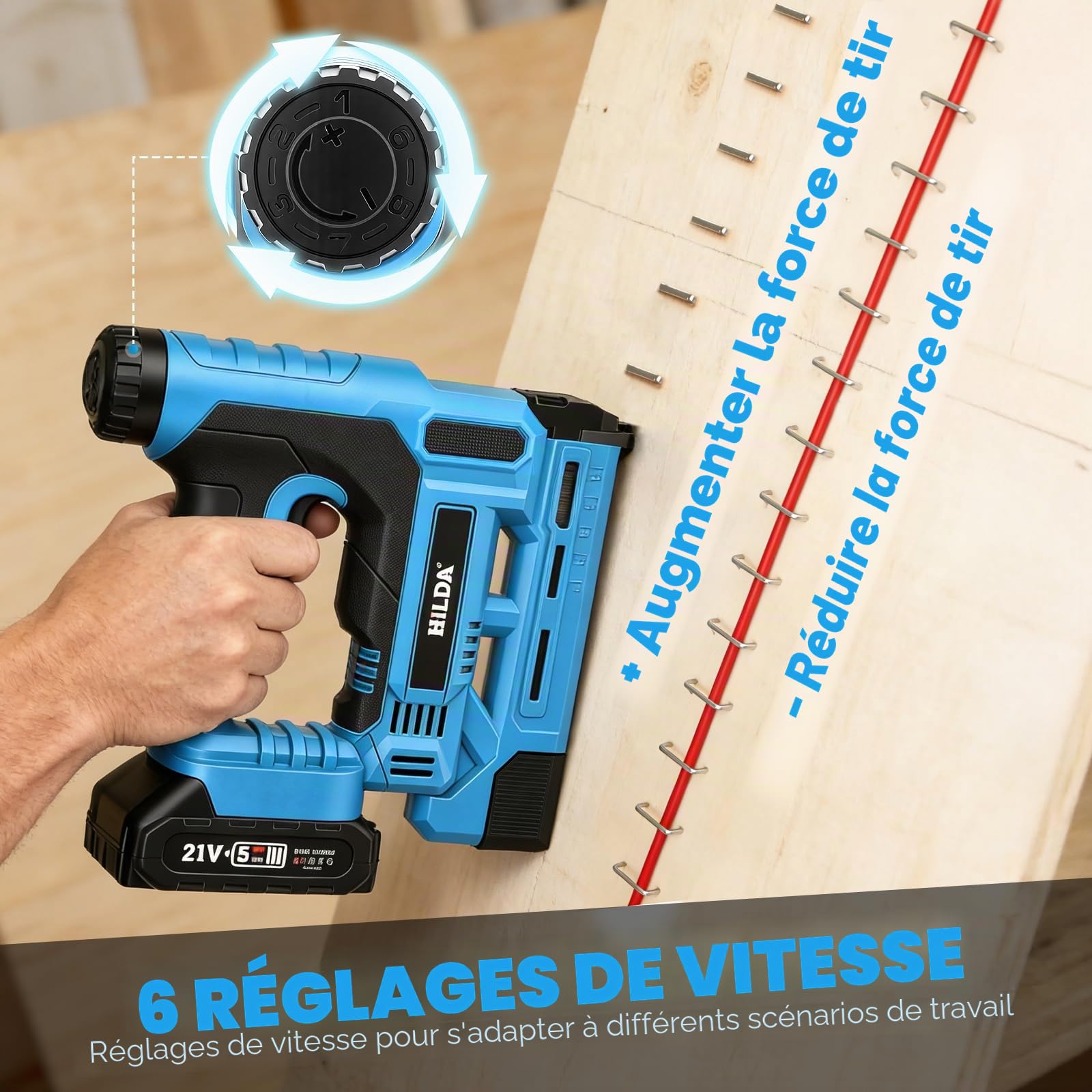 Kit de cloueuse électrique sans fil 18GA avec 2 batteries de 2,0 Ah et 1000 clous/agrafes, profondeur de clou réglable pour le travail du bois et le bricolage (Makita)