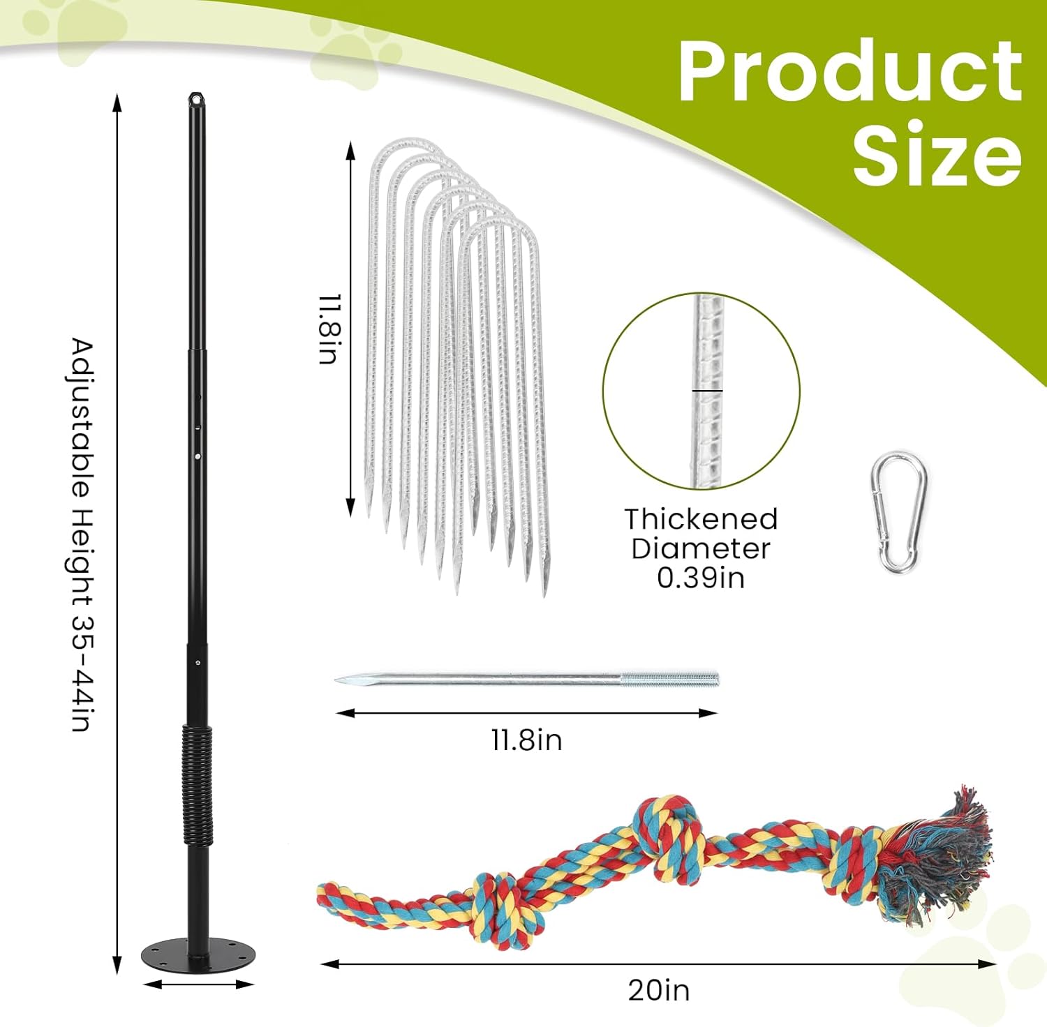 Tether Tug Outdoor Dog Toy with Chew Rope, Adjustable Height Sturdy Metal Tug of War Interactive Pull Pet Toys Exercise Game for Dog Self Play in Yard Park Playground