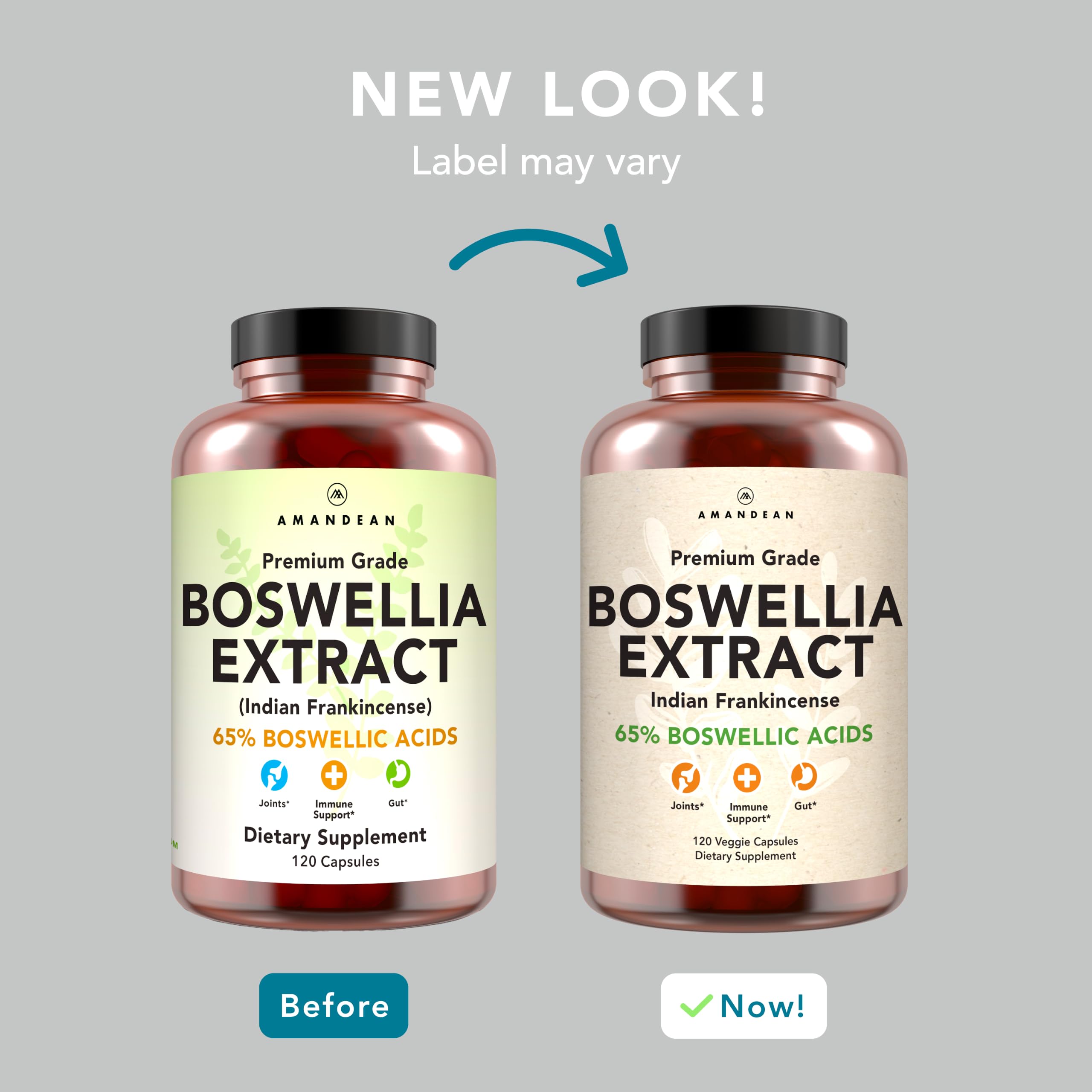 AMANDEAN Boswellia Serrata Extract. 500mg 120 Veggie Capsules. 65