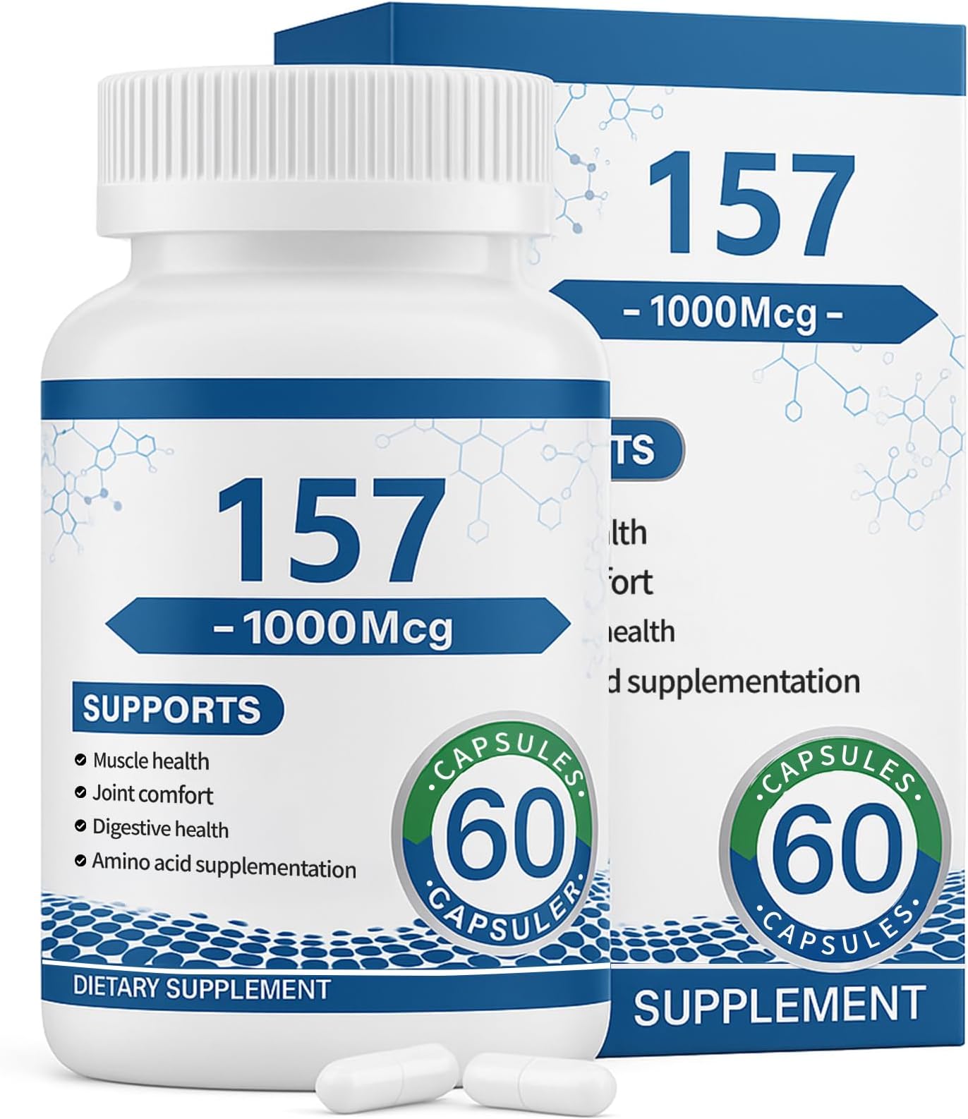 Collagen Peptide Capsules 157 - Amino Acids Supplement - Supports Healthy Muscles & Gut, 1000mgc