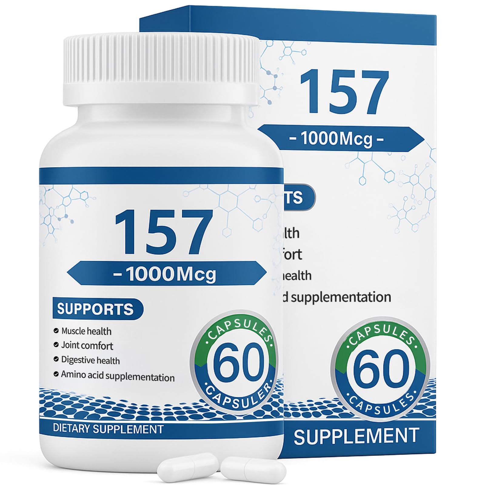 Collagen Peptide Capsules 157 - Amino Acids Supplement - Supports Healthy Muscles & Gut, 1000mgc