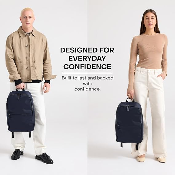 July Carry All Backpack, Water-Resistant, Multi Pocket, 25L, French Navy | Water-Resistant Luggage Backpack for Men & Women, Internal Dividers, Multi Pocket, for Travel & Work
