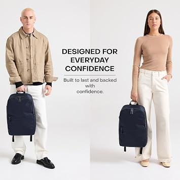 July Carry All Backpack, Water-Resistant, Multi Pocket, 25L, French Navy | Water-Resistant Luggage Backpack for Men & Women, Internal Dividers, Multi Pocket, for Travel & Work