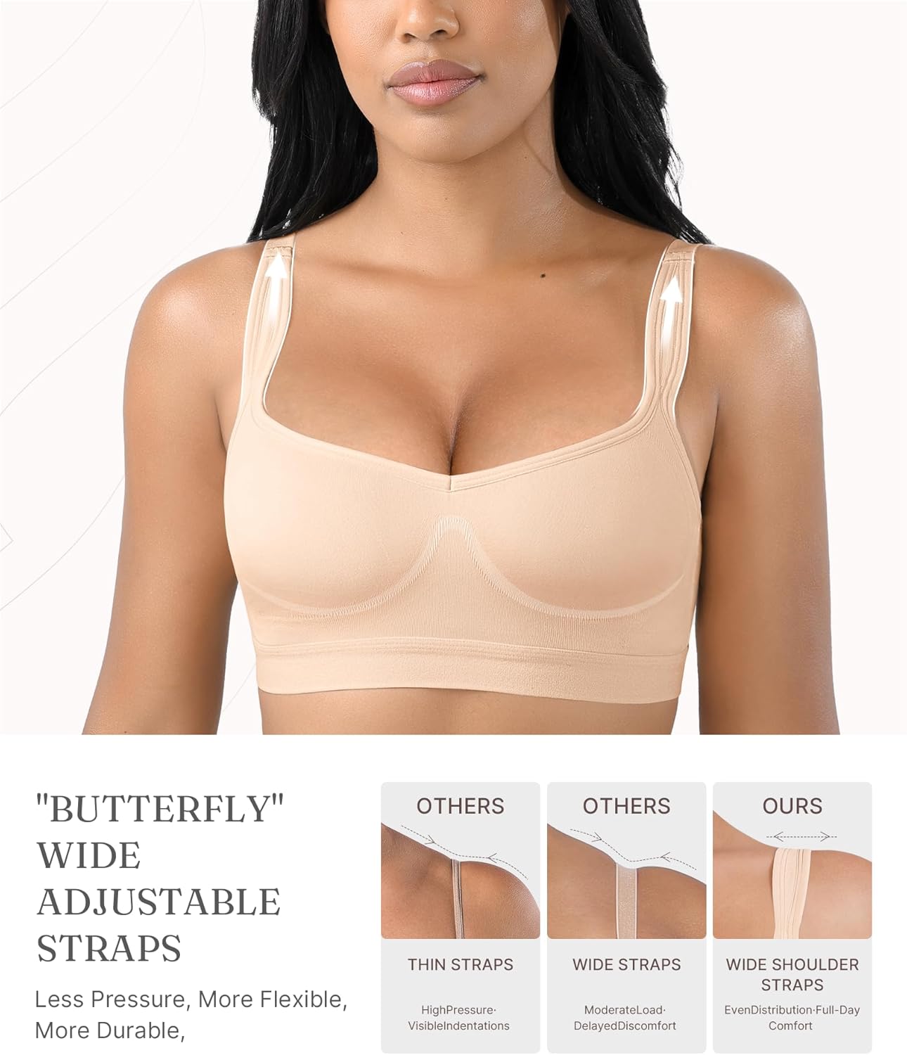 FeelinGirl Full Coverage Bras for Women No Underwire Push Up Seamless Everyday Bra Suitable for Large Bust Up to G Cup - Image 4