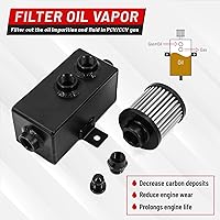 Vista 3 de Tanque de Captura de Aceite Universal de 1L con Deflector 10AN, Filtro de Respiración, Depósito de Aluminio en Negro