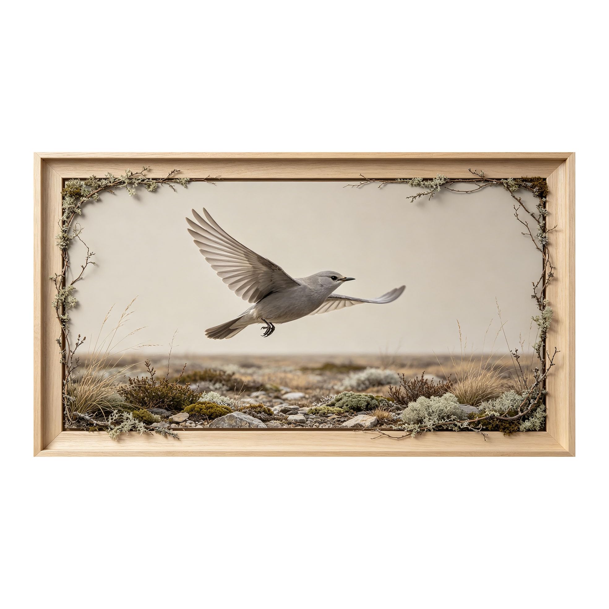 Murasolite 3D 3D Framed Wall Art 50cm×90cm Flying Bird Meadow Landscape Realistic SelfAdhesive Fabric Mural Wall Decor, Peel and Stick No Damage to Wall for Bedroom Living Room