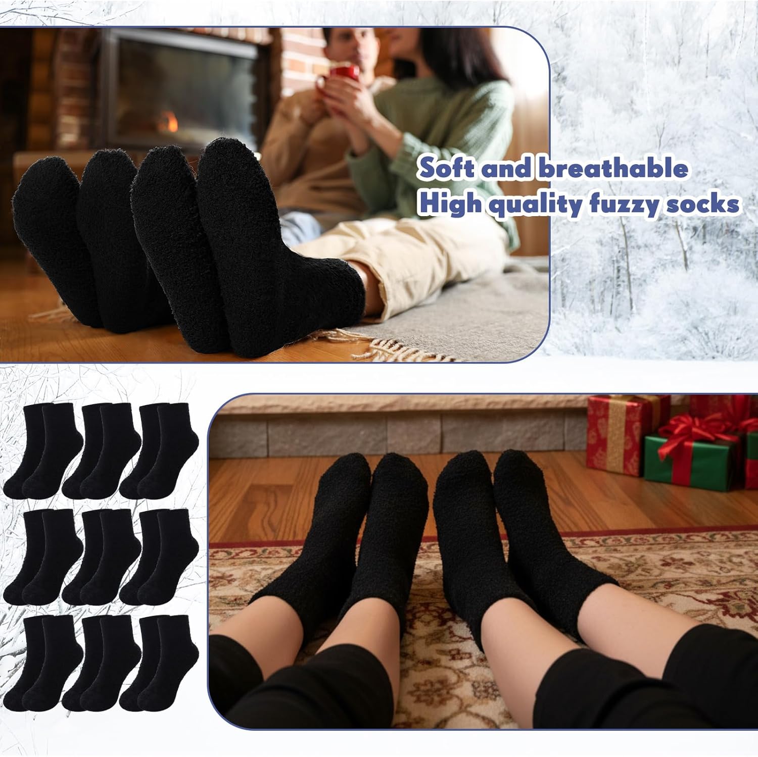 Hicarer 100 Pairs Fuzzy Socks Bulk Warm Fluffy Sleeping Slipper Sock for Women Mother Gifts Bulk