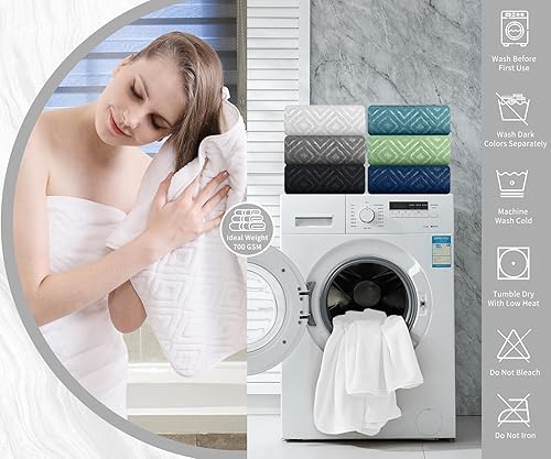 Vista 89 de Juego de toallas de microfibra de 8 piezas, 2 toallas de baño, 2 toallas de mano, 4 toallas pequeñas, toalla de baño extra grande para baño, hotel