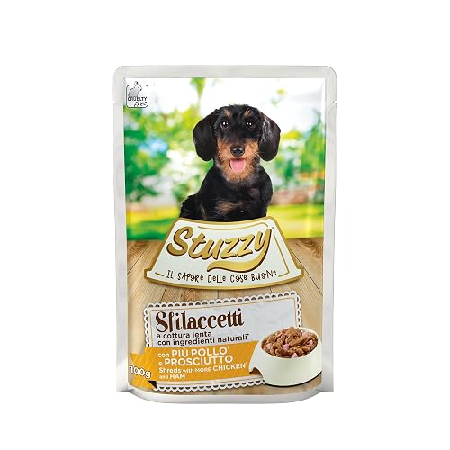 Stuzzy Sfilaccetti con Pollo Y Jamón, Ingredientes Naturales, Cocción Lenta, Sabroso Y Equilibrado