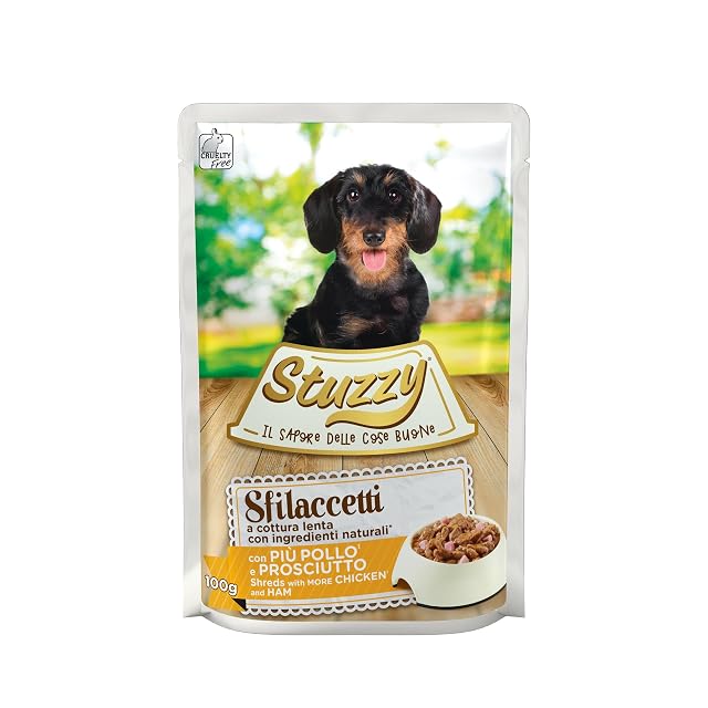 Stuzzy Sfilaccetti con Pollo Y Jamón, Ingredientes Naturales, Cocción Lenta, Sabroso Y Equilibrado