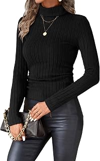 Women Turtleneck Tops Ribbed Long Sleeve Shirts Fall Fashion Base Layer Thermal Winter Clothes