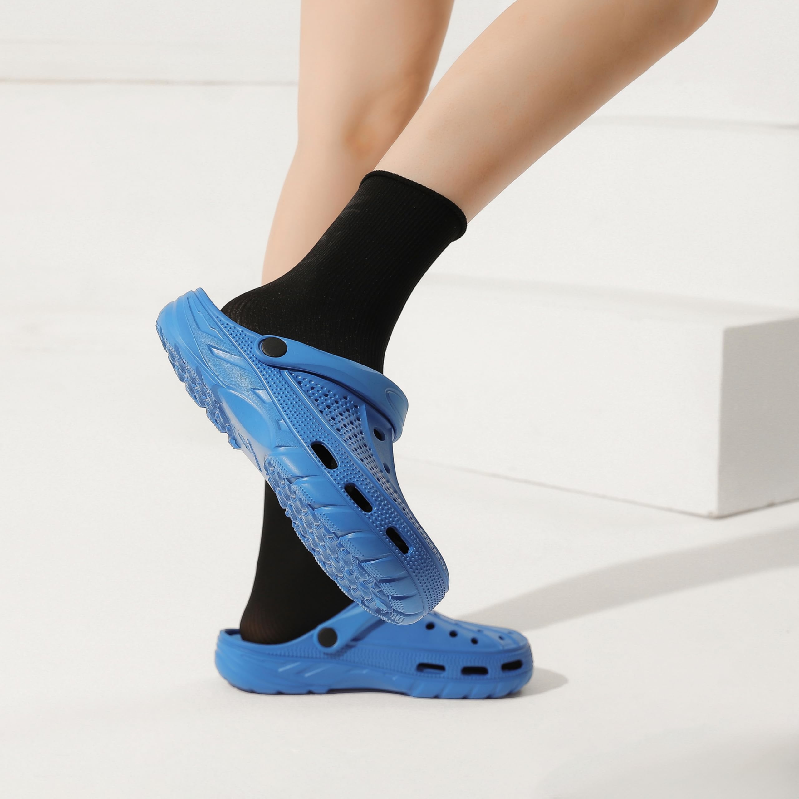 Unisex Garden Clogs for Men Women with Arch Support Orthotics Insoles, Cloud Slippers with Cushioned Thick Sole,Chic Blue,12.5-13.5 Women/11-11.5 Men