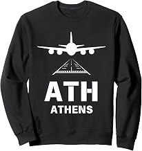 ATH Airport Athens, Greece Airplane Landing on Runway Sweatshirt