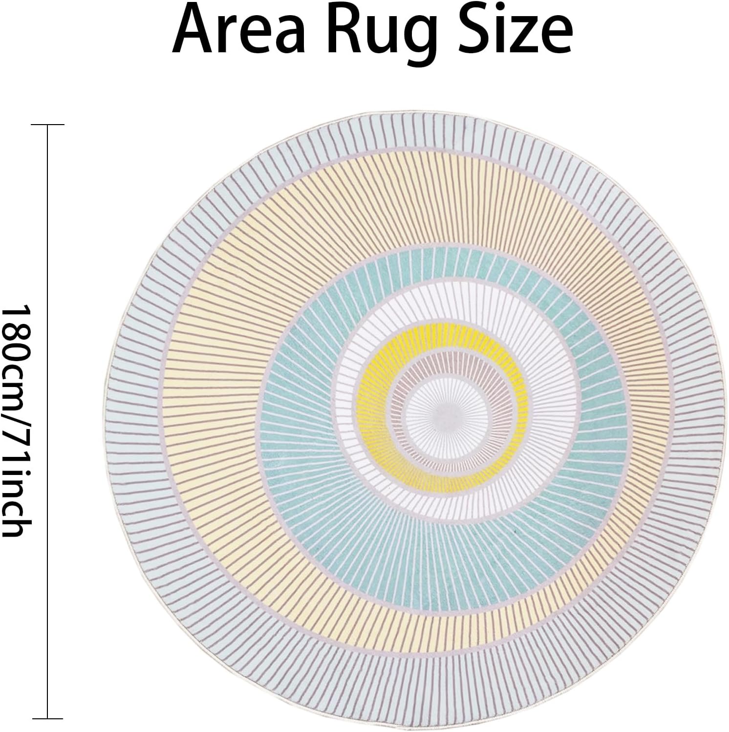 Modern Area Rug 6Ft Round Carpet for Bedroom Living Room Kids Room, Large Circle Contemporary Abstract Mat for Boys Girls Room Playroom, Nonslip Washable Geometric Throw Rug, Green/Yellow