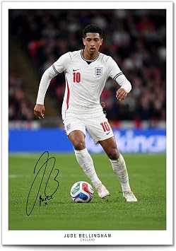 Jude Bellingham Real Madrid Signed Photo Poster A4/A3 Print Picture Display Framed Autograph Memorabilia for Football Fans Gift England England 2026, A4 Poster Only