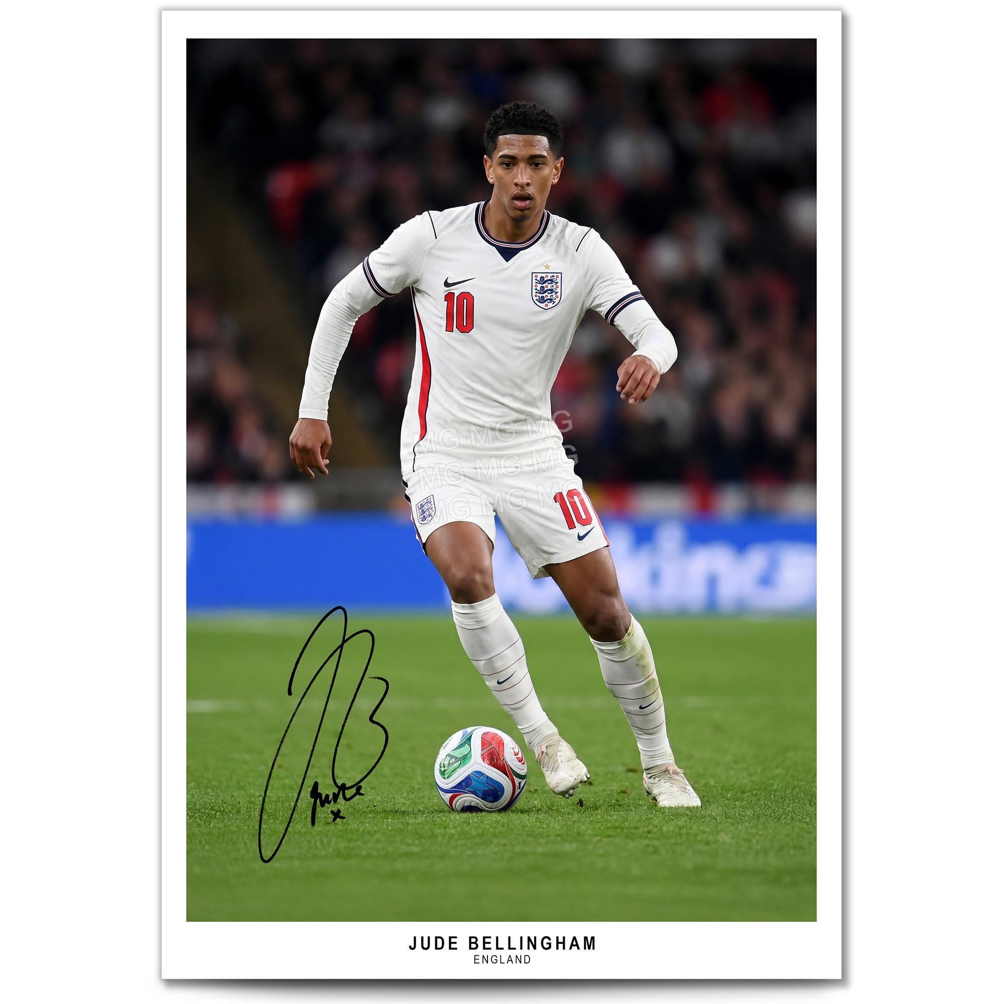 Jude Bellingham Real Madrid Signed Photo Poster A4/A3 Print Picture Display Framed Autograph Memorabilia for Football Fans Gift England (England 2026, A4 Poster Only)