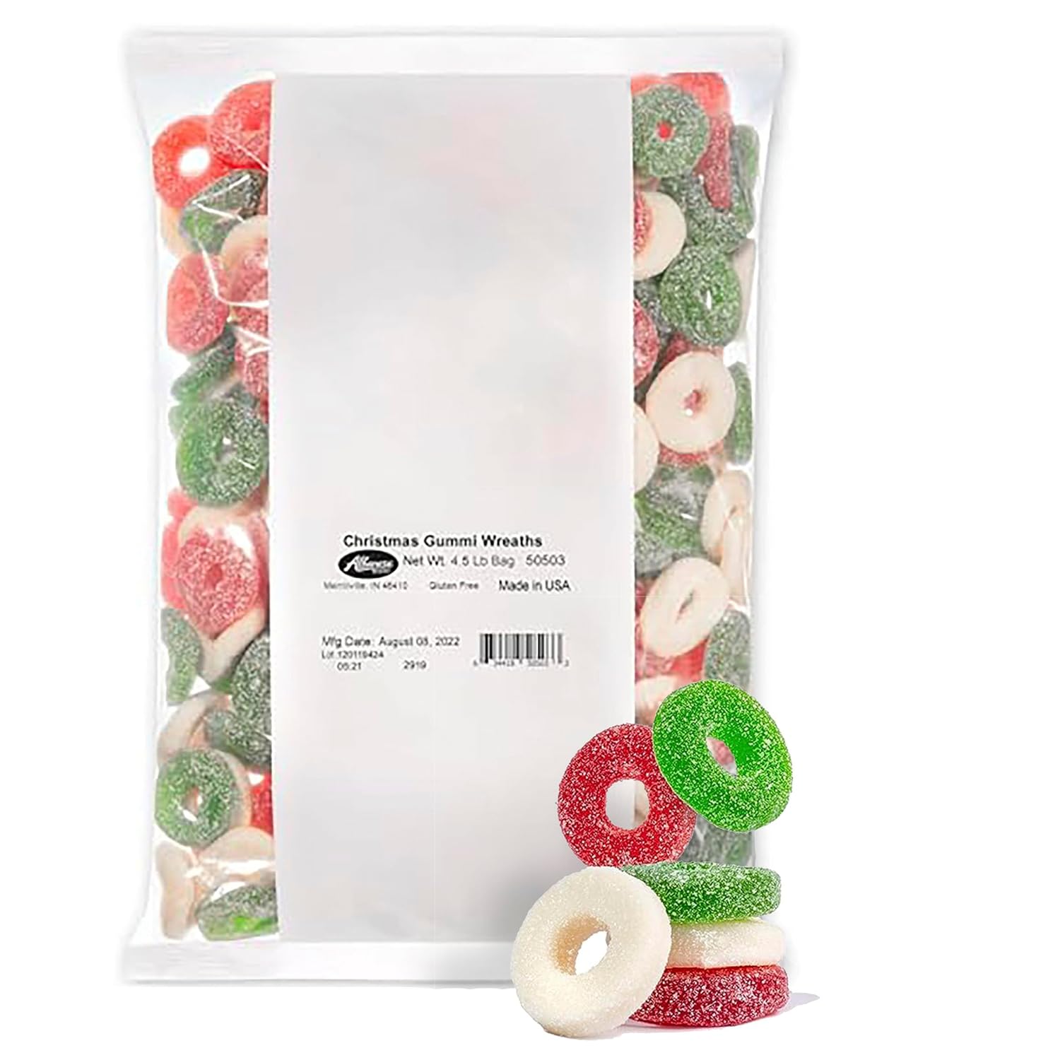 Albanese Worlds Best, Holiday Candy, Christmas Wreath Gummies, 4.5lb Bag, Great Stocking Stuffers, Gluten-Free