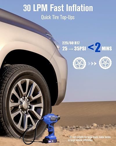 Miniatura 8 de AVID POWER - Compresor de aire inflador de neumáticos bomba de neumáticos de coche inalámbrica de 20 V con batería recargable de iones de litio