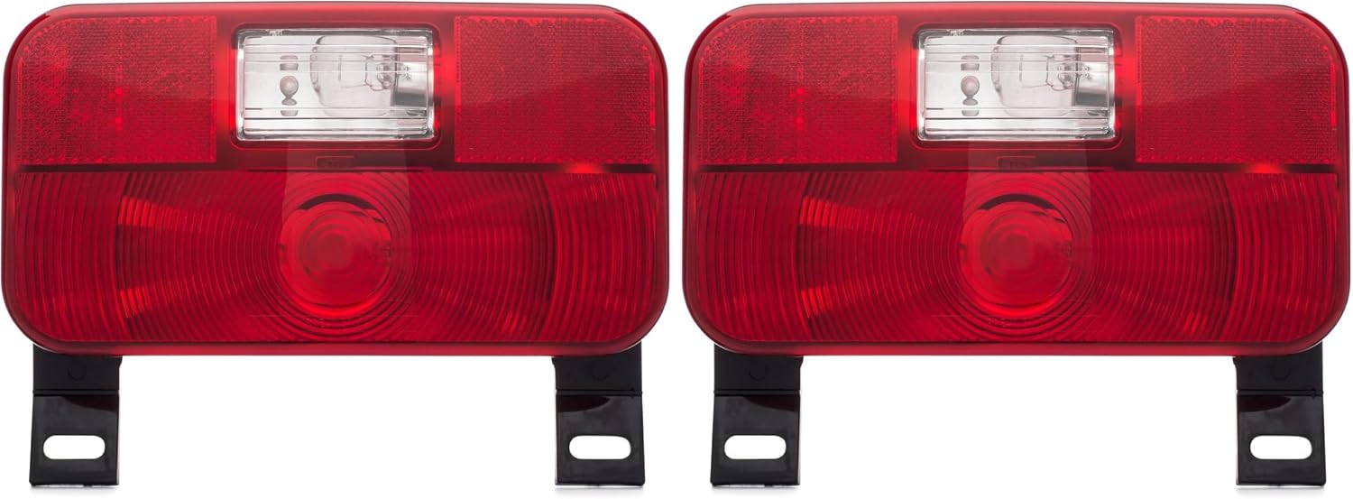 Lumitronics Red Surface Mount Light - Stop/Turn/Tail/Backup for RV, Trailer, Camper, 5th Wheel and Motorhomes (Black) (Pack of 2)