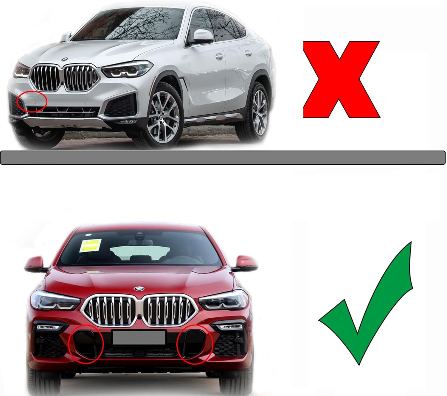 Front Tow Cover for 20-22 BMW X6 G06 Msport Fit 30dX 30iX 40iX M50dX M50iX xDrive sDrive 2020 2021 2022 SAC Bumper Hook Eye Cap Right Black