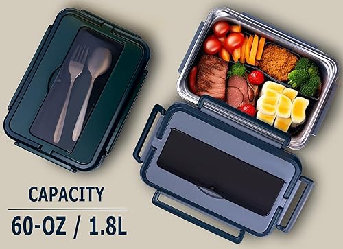 Miniatura 4 de Fiambrera eléctrica con bolsa de almuerzo aislada, lonchera térmica de 60 onzas para adultos y hombres, calentador de alimentos portátil de 80 W,