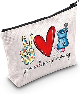 Pharmacist RX Cosmetic Make up Bag Pharmacy Technician Gift Peace Love Pharmacy Makeup Zipper Pouch Bag For Graduation Birthday (Peace Love Pharmacy)