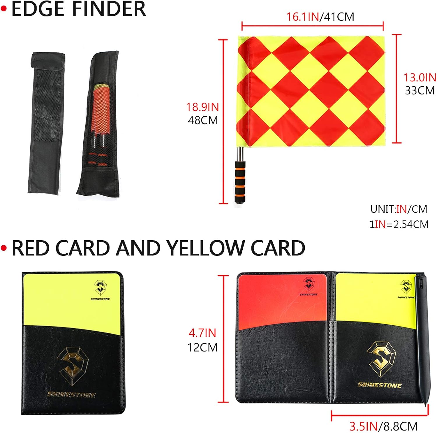 Shinestone Soccer Referee Flag Sports Match Football Linesman Flags with Case Referee Equipment-2 Designs - Image 6