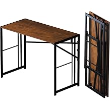 Lutown-Teen Folding Computer Desk 40 inch Writing Gaming Computer Camping Desk, No Assembly Required Home Office Table, Mahogany