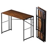 Lutown-Teen Folding Computer Desk 40 inch Writing Gaming Computer Camping Desk, No Assembly Required Home Office Table, Mahogany