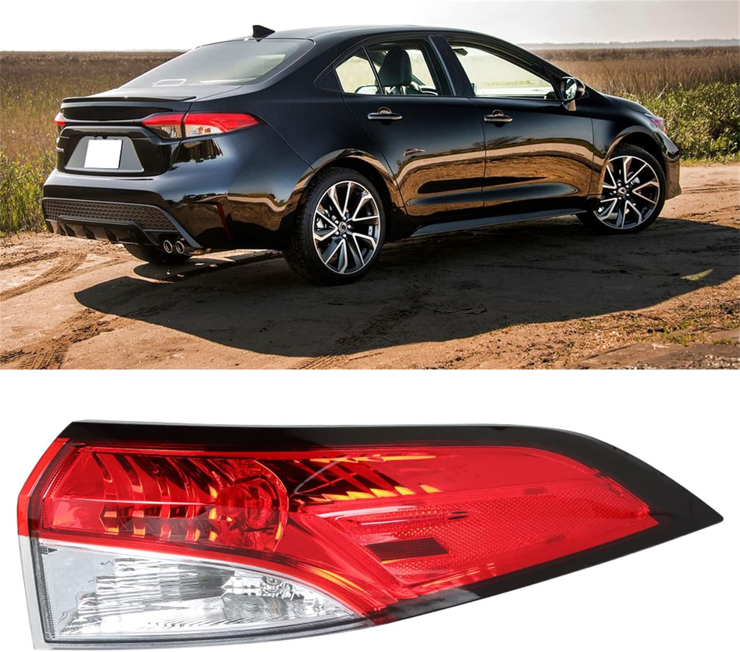 WFLNHB Outer Right Side Tail Light Assembly Replacement for Toyota Corolla 2020-2021 Passenger Side Rear Tail Light Lamp 81551-12D10