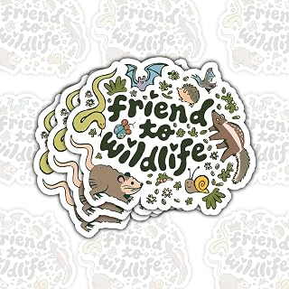 (3 Pcs) Friend to Wildlife Sticker, Nature Biology Stickers, Cute Wildlife Animal Friends Sticker, Waterproof Vinyl Decal for Laptop, Water Bottles, Phone, Notebook, Car, Window 3"x3"