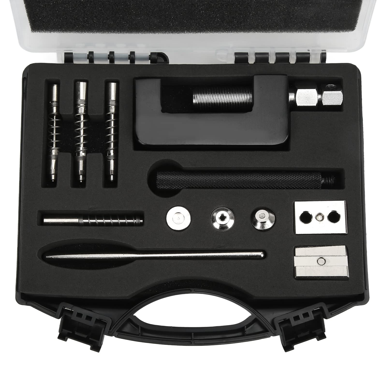 Skuwacz Rozkuwacz do Łańcucha Motocyklowego, Zestaw Narzędzi do Nitowania ze Stali Stopowej z Pinami 2,2mm 2,9mm 3,8mm do Łańcuchów Rolkowych 420 do 630