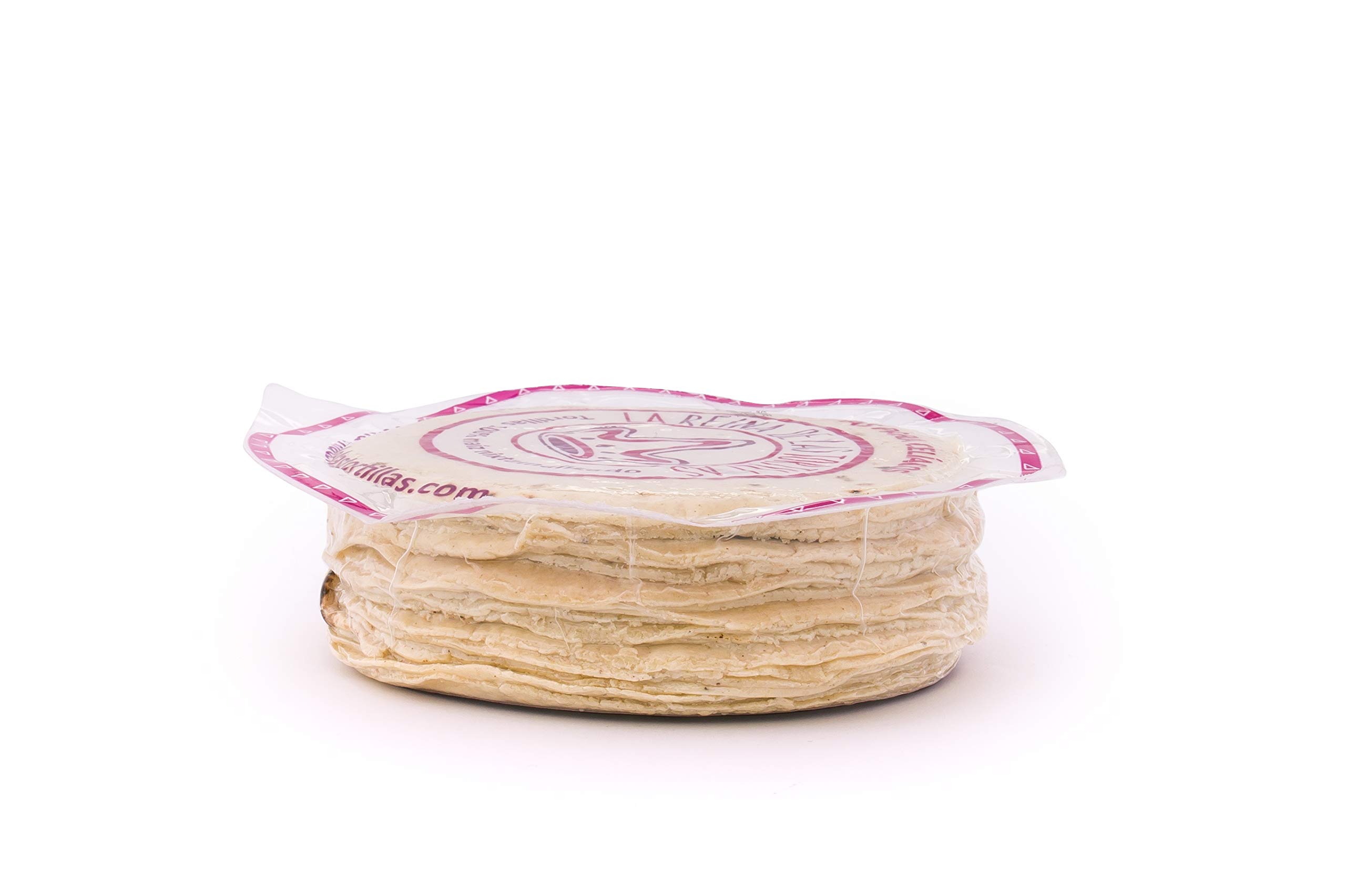 La Reina de las Tortillas - Tortillas Mexicanas de Maíz Blanco 23 uds aprox 100% Nixtamalizado, Líder gastronomía mexicana. Ideal para Fajitas. Apta para Celíacos. Pack de 500 gr Al Vacío, 12 cm..