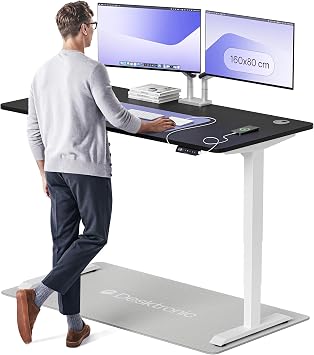 Desktronic HomePro Standing Desk   160 x 80 cm Height Adjustable Desk with Electric Dual Motor, Touchscreen Controller & Integrated USB/USB-C, 3 Memory Presets