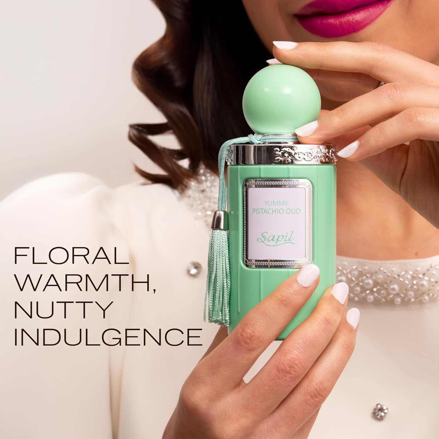 Sapil Fragrance Duo | Yummy Pistachio Oud Unisex Eau de Parfum & Intense Eau de Parfum for Women | Long-Lasting Arabic and Floral Perfumes with Notes of Hazelnut, Vanilla, Jasmine & Sandalwood – 3.38 - Image 3
