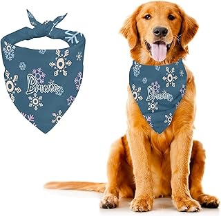 Blue Snowflake Modern Personalized Dog Bandana Handkerchiefs Scarfs Triangle Bibs for Dogs Puppies Pets Gift
