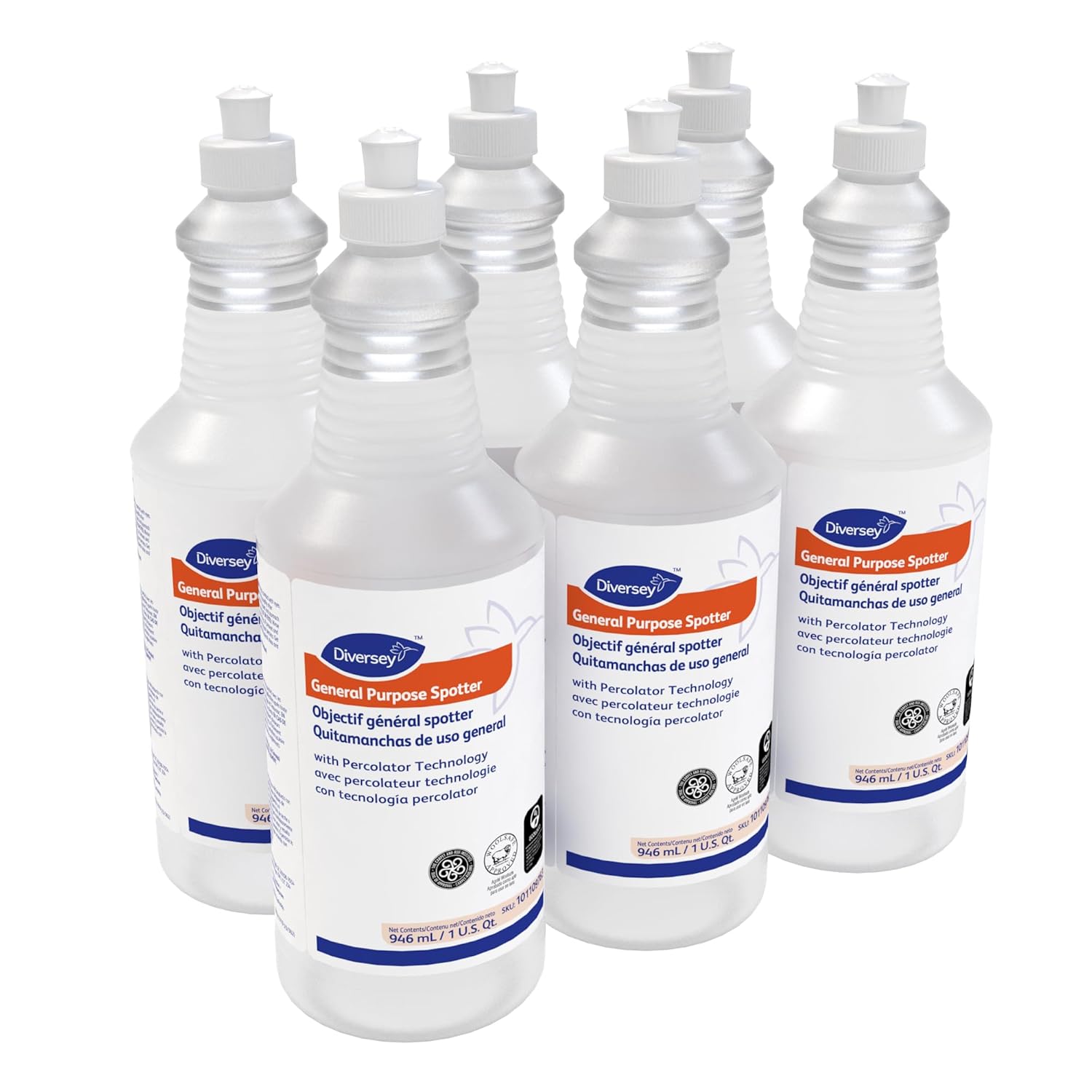 Diversey 101109763 General Purpose Spotter with Percolator Technology - Works on Tough Old Carpet Stains - Fresh Floral Scent, Ready-to-Use Liquid, 32-Ounce (Pack of 6)