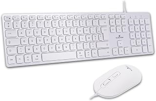 Bluestork - Pack Mac Tastatur und Maus für Mac Weiß USB-C & USB-A, AZERTY