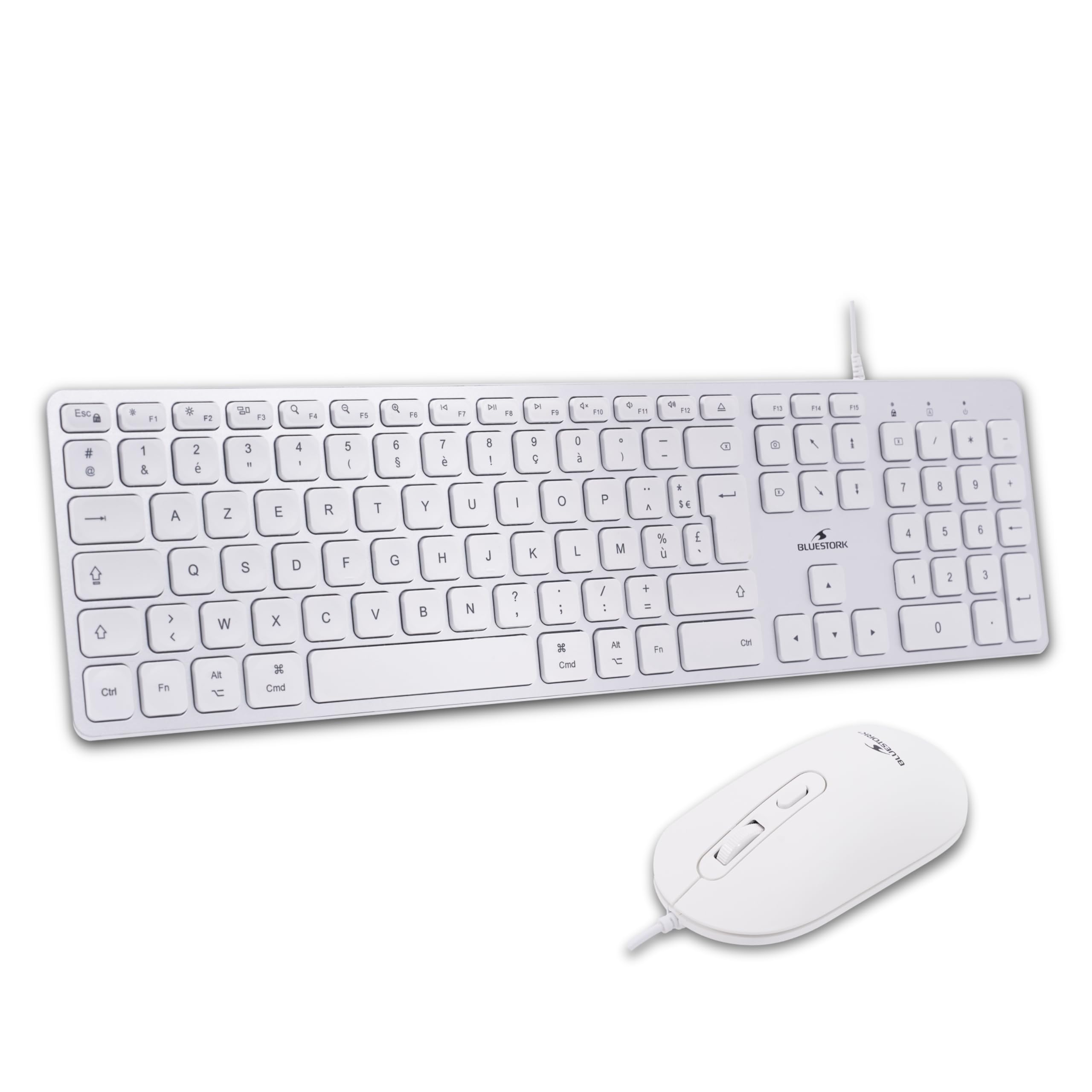 Pack Clavier et Souris Filaire Bluestork pour Mac - Design Blanc