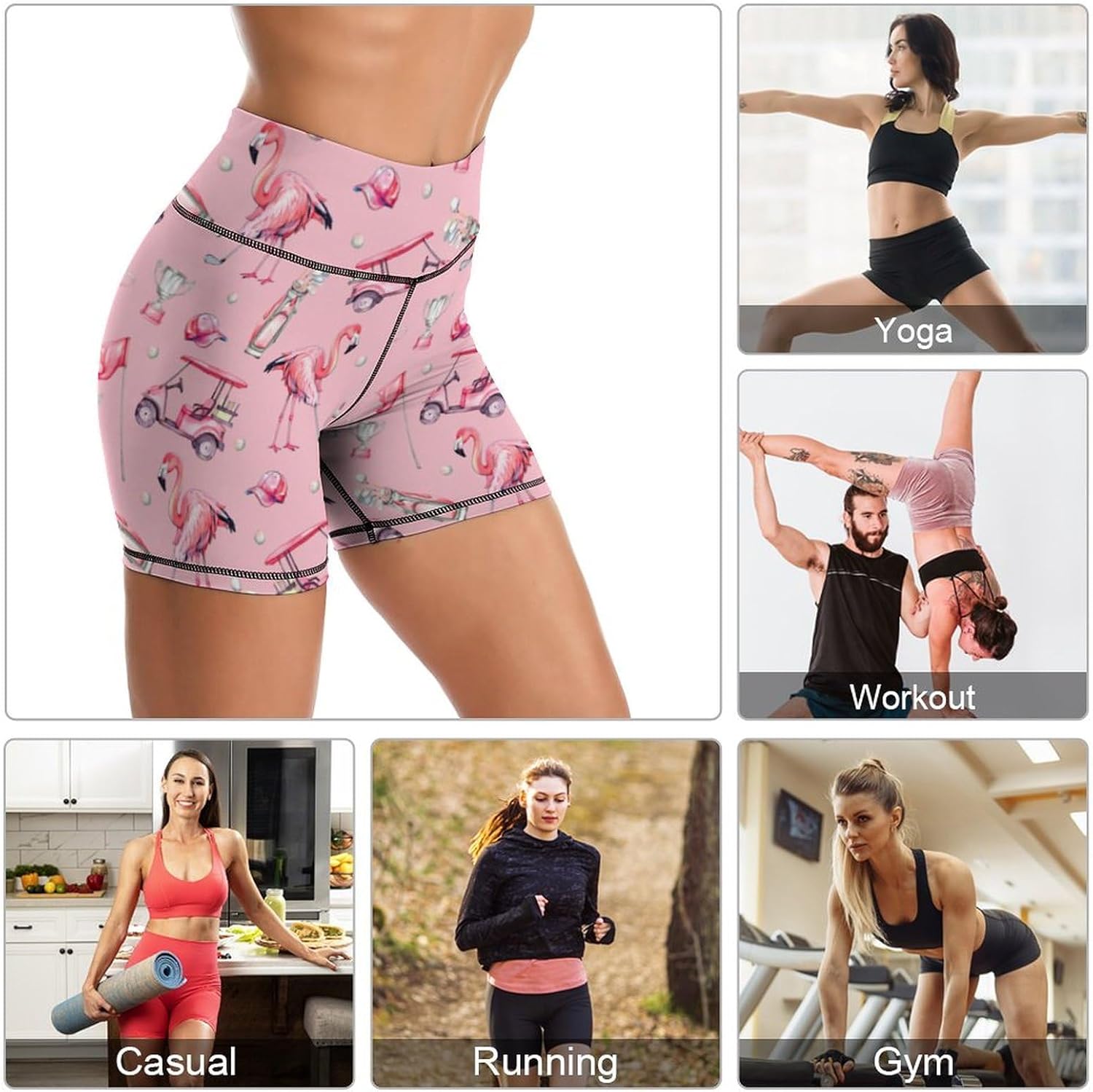 Yoga Shorts High Waisted Tummy Control Biker Shorts for Womens Athletic Running Workout Gym Tennis Shorts - Image 5