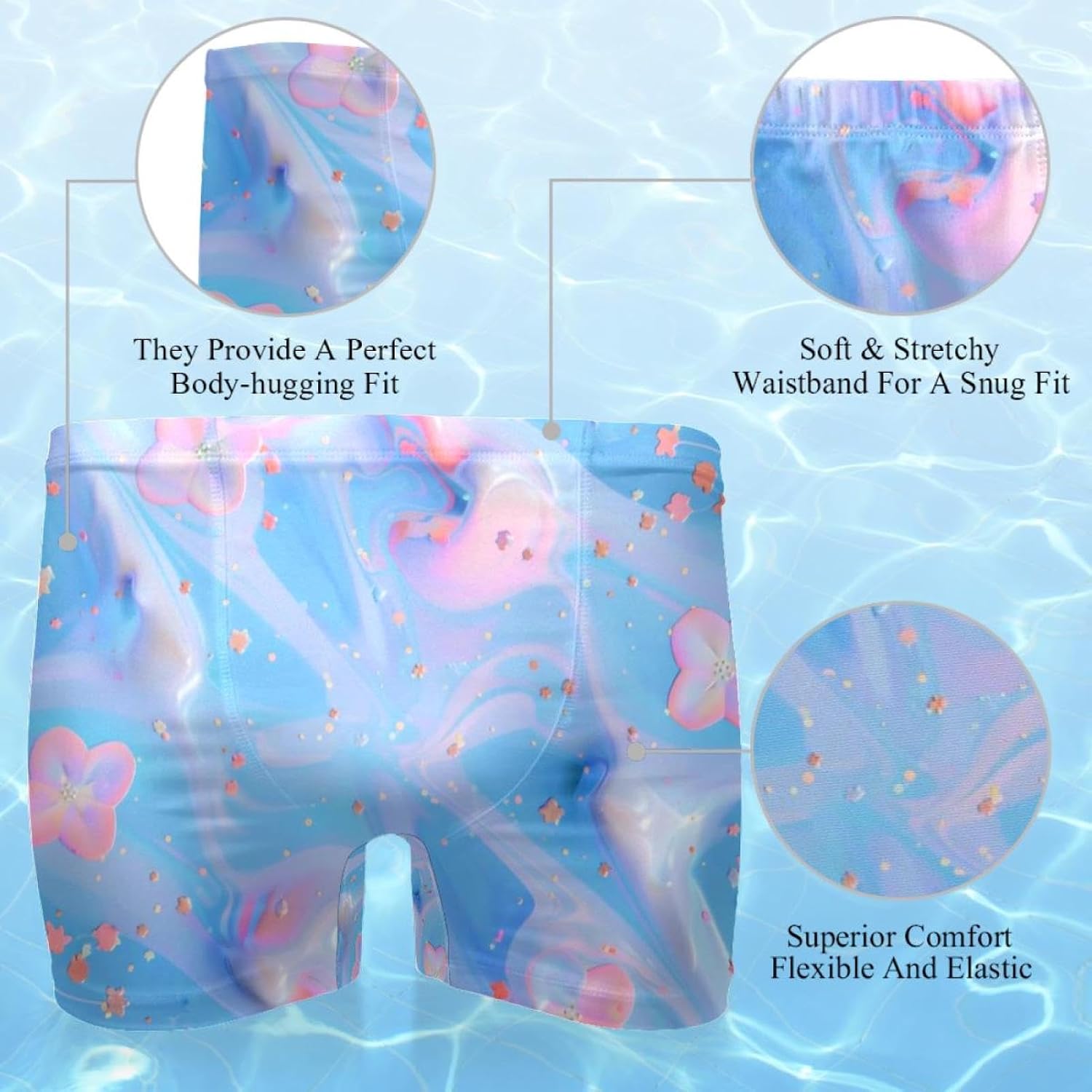 Mens Leopard Art-2388 Swim Trunks Elastic Waistband Short Mens Bathing Suit, S,