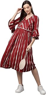 MomToBe Women's Fit And Flare Midi Rayon Floral Maternity Dress/Pregnancy Dress/Easy Breast Feedin Dress/Western Dress wit... Price In India