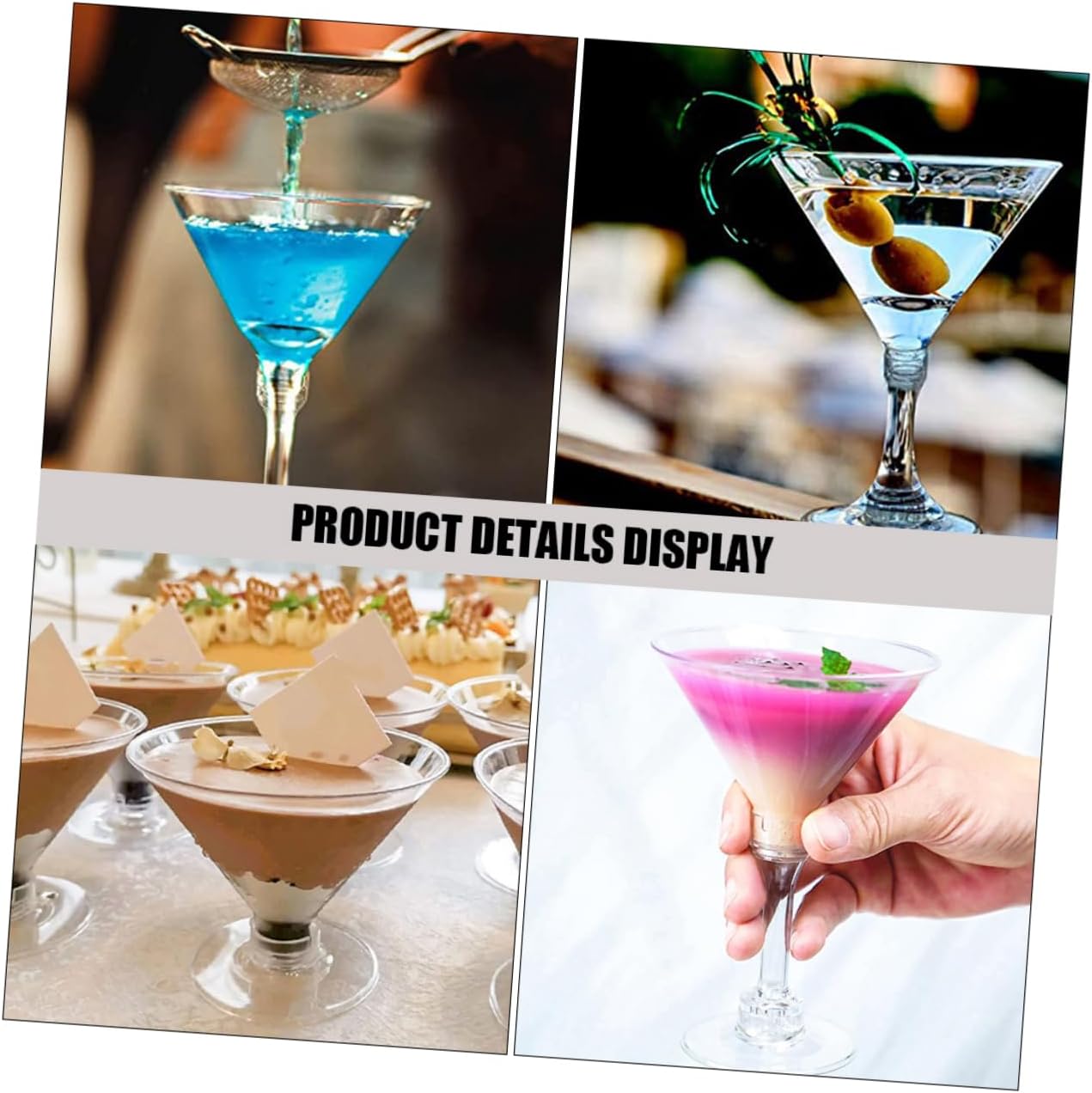 50pcs Unbreakable Plastic Cocktail Glasses Camping Mugs Outdoor Margarita Glasses Drinkware for Appetizer Dessert Cups