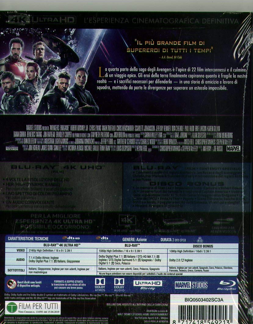 Marvel Avengers endgame 4K Ultra-HD (3 Blu-Ray)