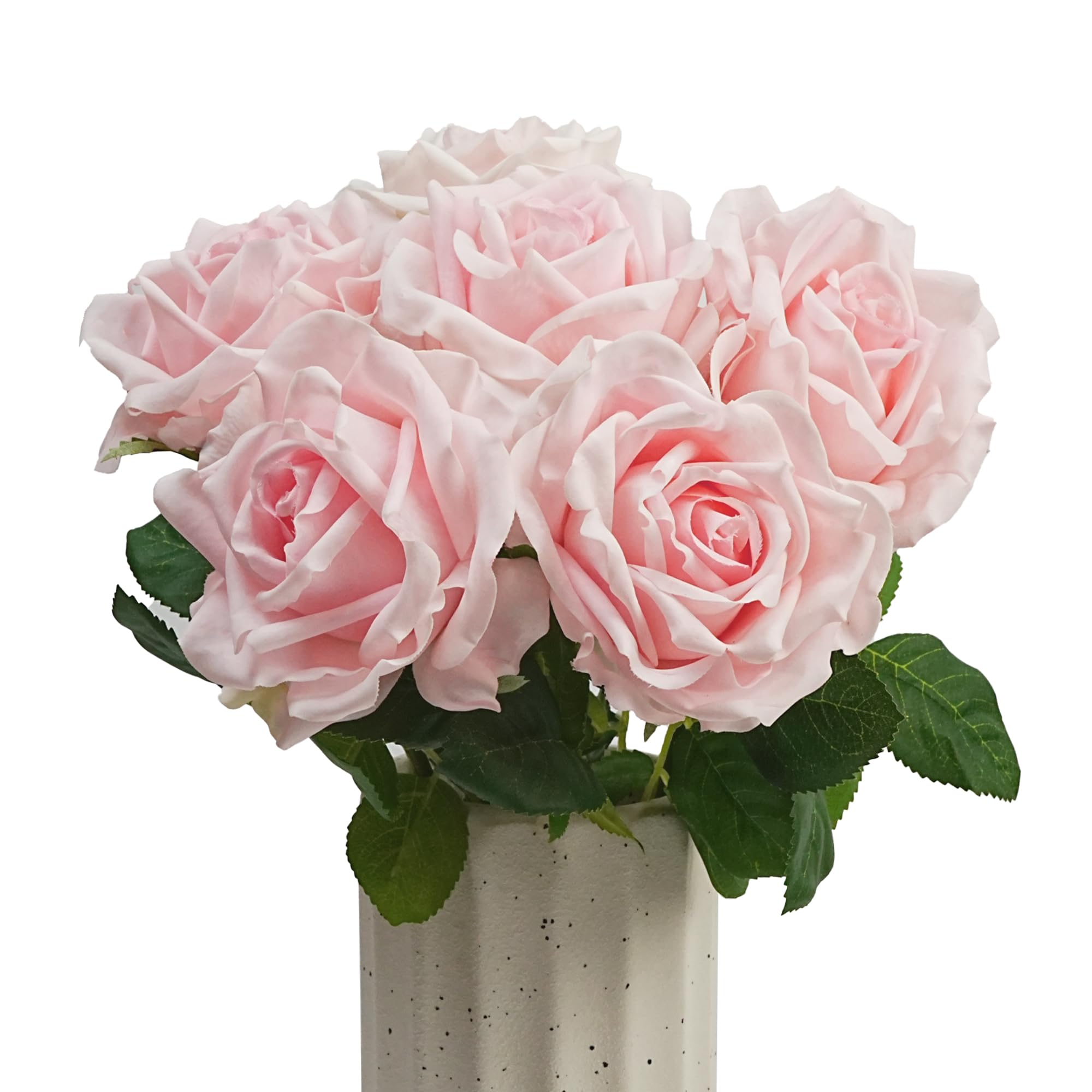 JaHe Artisan 6 Pcs Real Touch Latex Roses, 17'' Artificial Soft Touch Rubber Roses Luxury Silk Faux Flower in Bulk for Home Party Office Wedding Livingroom Decor, Vase Filler, Table Centerpieces